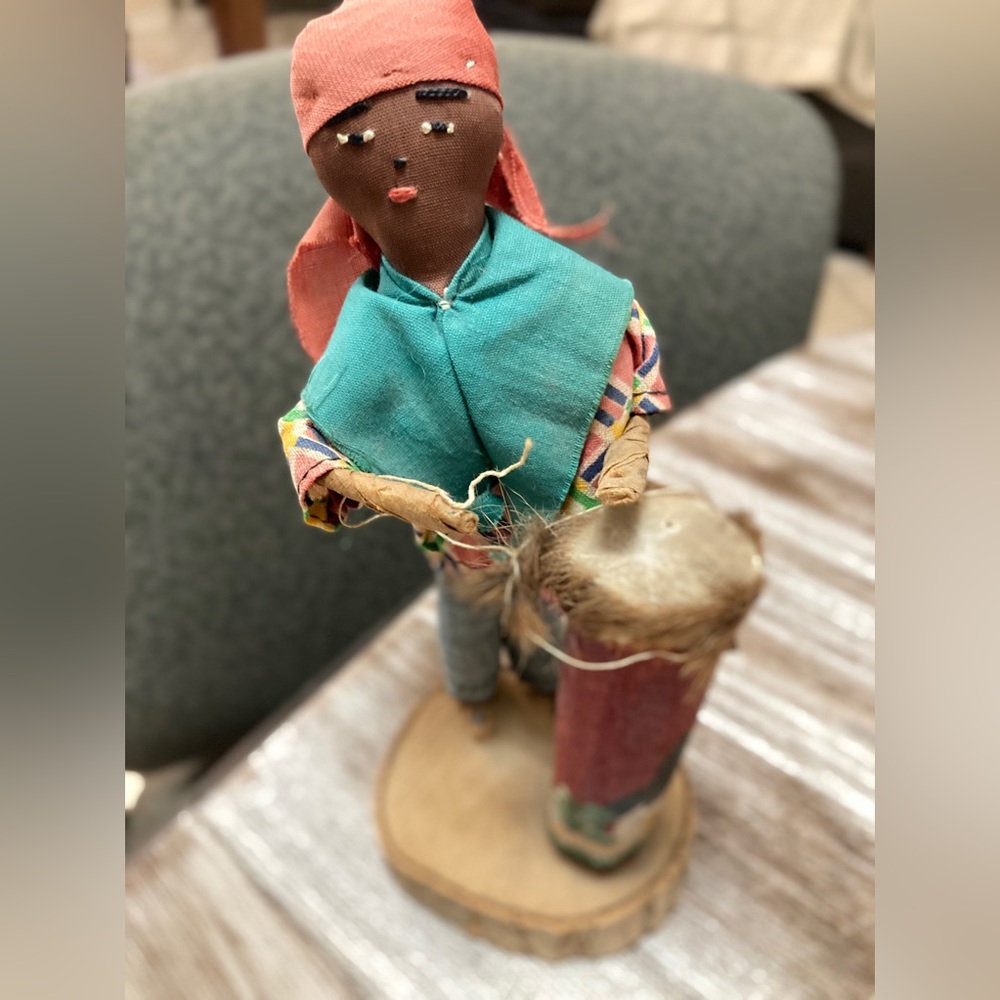 Ethnic Doll Figurine on a Wood Base
